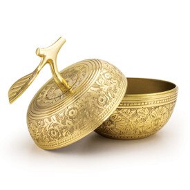 gold embossed apple dish