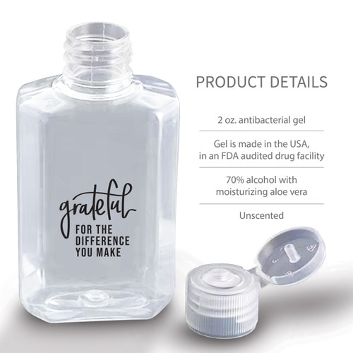 grateful for the difference you make hand sanitizer with product details