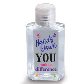 2 oz. Antibacterial Hand Sanitizer Gel Featuring The Motivational Message “Hands Down You Make A Difference"
