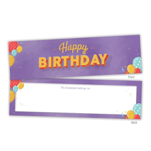 front and back of a happy birthday bookmark