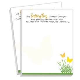Notepads For Teachers Featuring The Saying Helping Students Find Their Wings. 2 Pads. 75 Sheets Per Pad.