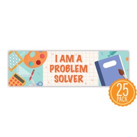 Colorful 2" x 8" Student Bookmark That Reads “I Am A Problem Solver” On The Front