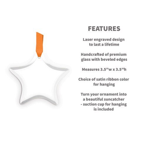 star shaped crystal ornament with product detail features