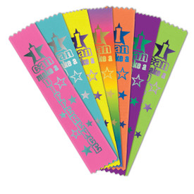 colorful satin ribbons with foil-stamped i can make a difference message