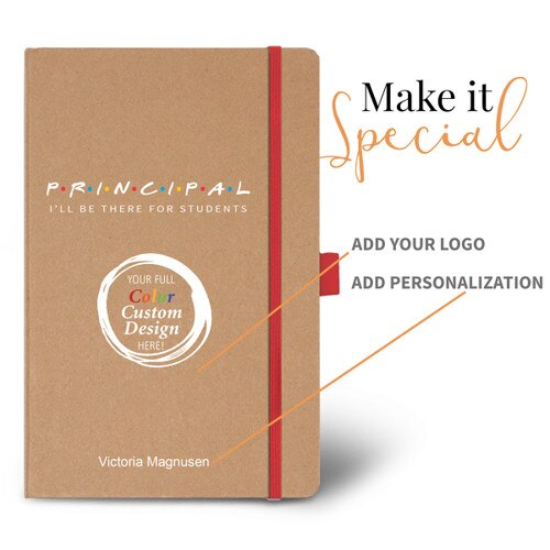 i'll be there for students eco-friendly journal with add your logo and personalization
