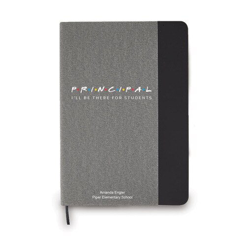 heather gray journal with black accents and princial message and personalization