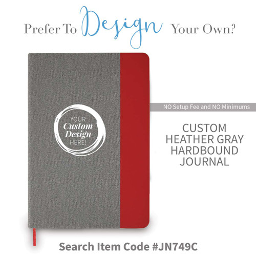 create your own heather gray hardbound journal with red accent