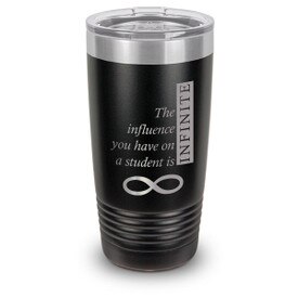 black stainless steel tumblers with infinity message