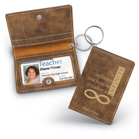 rustic leather id holder with infinity message