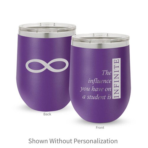 purple 12 oz. stainless steel tumbler with infinity message