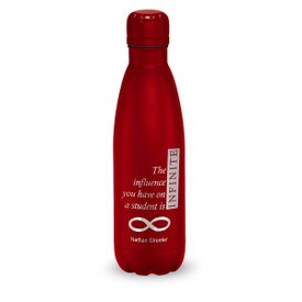 red stainless steel water bottle with infinity message