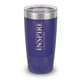 stainless steel tumbler with inspire #teacherlife message