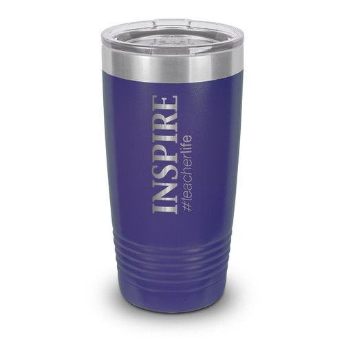 stainless steel tumbler with inspire #teacherlife message