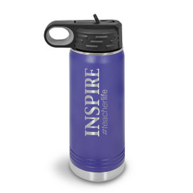 20oz. stainless steel water bottle featuring the inspirational Inspire message. Available in 9 colors.