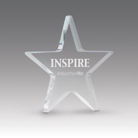 acrylic star paperweight with inspire #teacherlife message