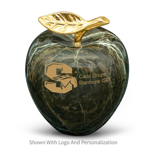 jade green marble apple with logo and personalization