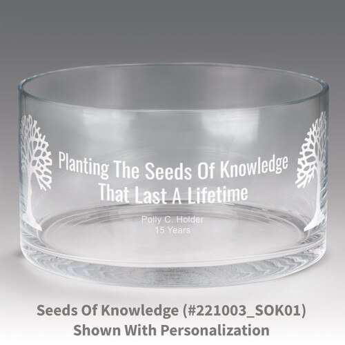 large crystal recognition bowl with seeds of knowledge design