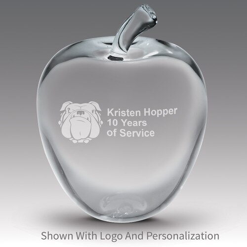 large solid optic crystal apple with personalization