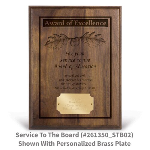 laser engraved solid walnut plaque with service to the board message
