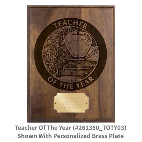 laser engraved solid walnut plaque with teacher of the year message