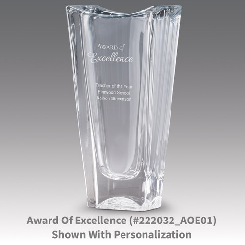 lasting impressions crystal vase with award of excellence message
