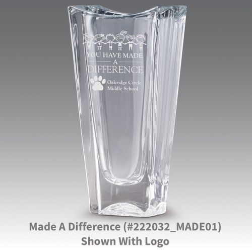 lasting impressions crystal vase with you have made a difference message