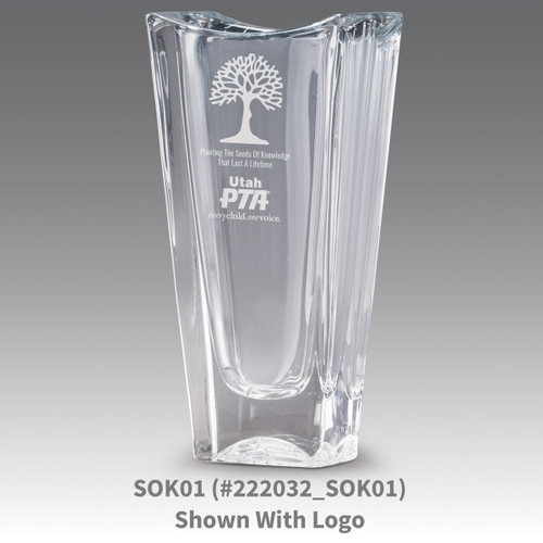 lasting impressions crystal vase with service to the board message
