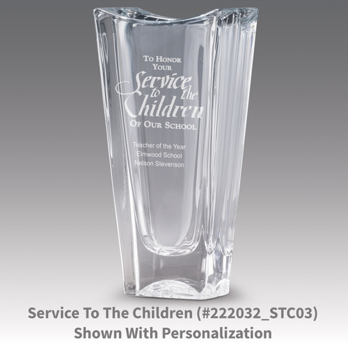 lasting impressions crystal vase with service to education message