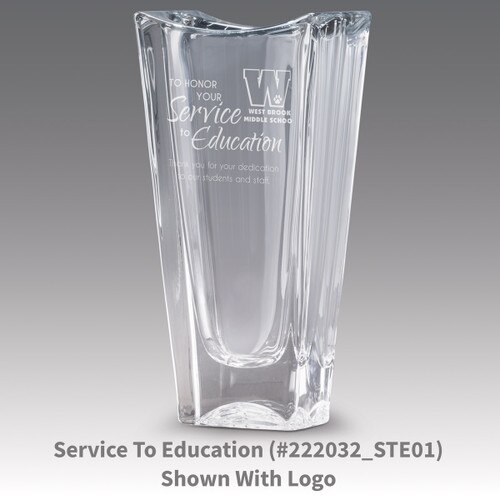 lasting impressions crystal vase with service to education message