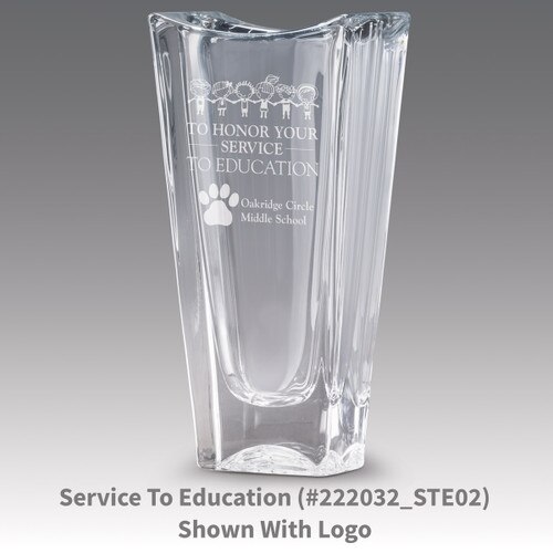 lasting impressions crystal vase with service to education message
