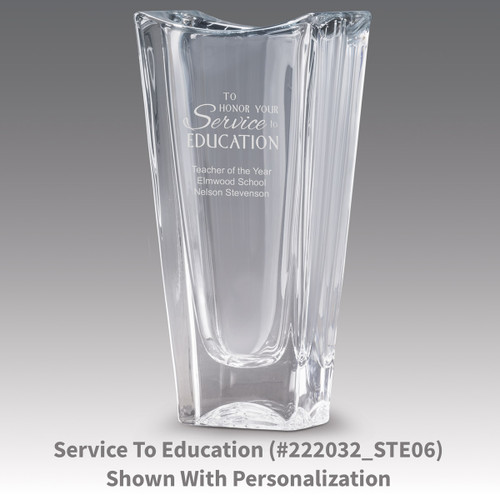 lasting impressions crystal vase with teacher of the year message