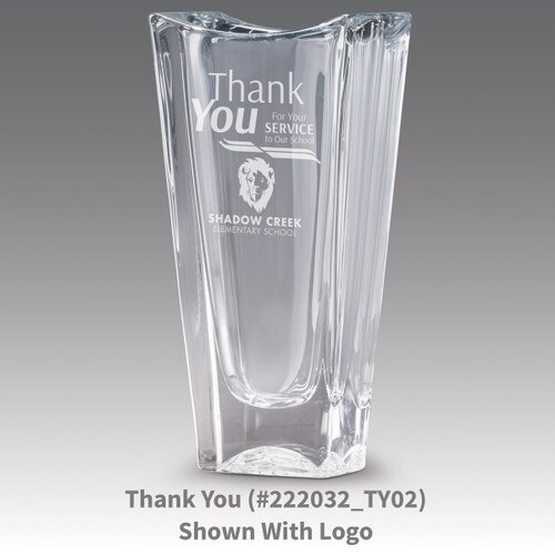 lasting impressions crystal vase with thank you message