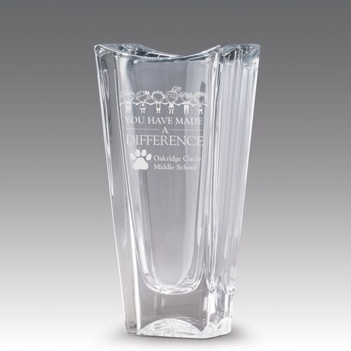 lasting impressions crystal vase with you have made a difference message