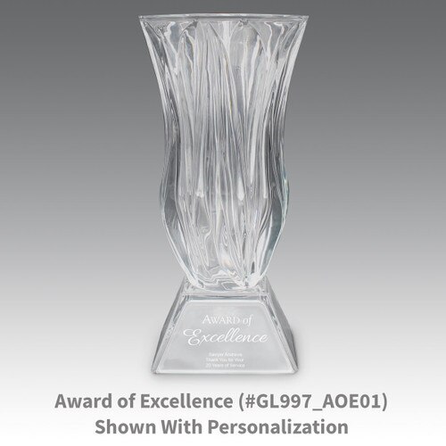 legacy crystal vase with award of excellence message