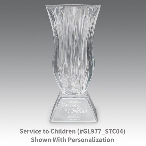 legacy crystal vase with service to children message
