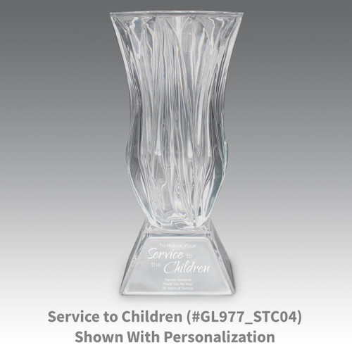 legacy crystal vase with service to children message