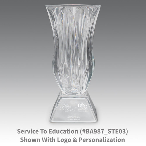 legacy crystal vase with to honor your service message