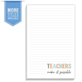 Large notepad with inspirational message. Choose from 7 educational titles. 80 sheets of college ruled paper.