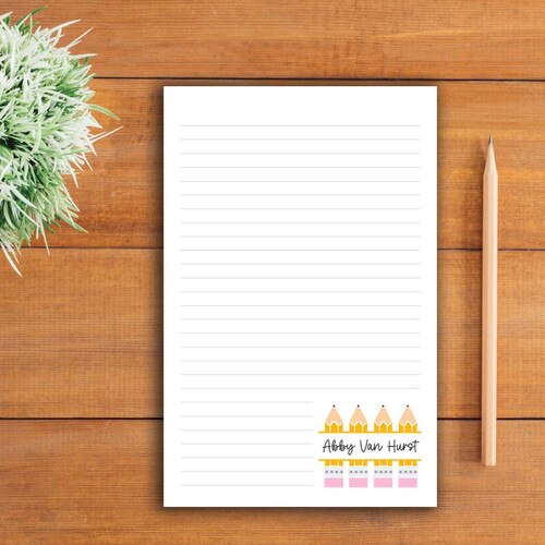 personalized large notepad sitting on a table