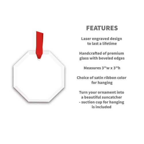 octagon crystal ornament with product detail features