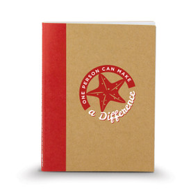 kraft memo book with red accent and make a difference message