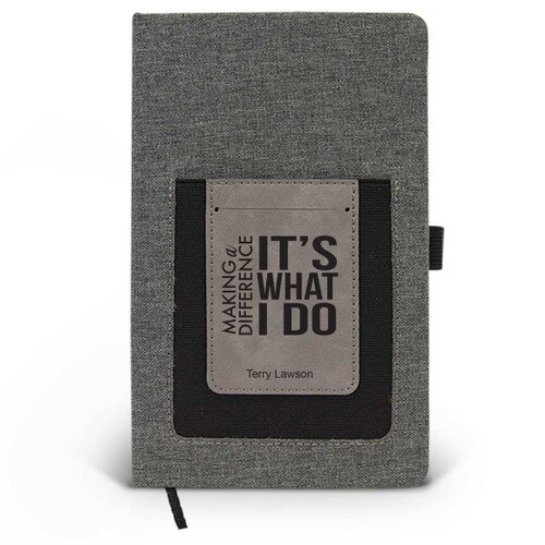 Canvas journal with phone pocket and card holder featuring the inspirational message Making A Difference It’s What I Do. 3 colors to choose from.