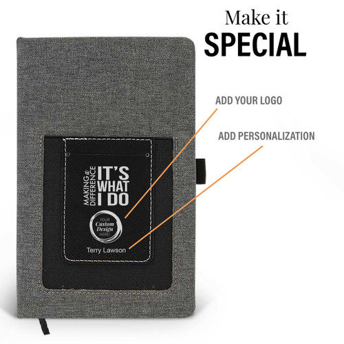 making a difference pocket canvas journal with add your logo and personalization