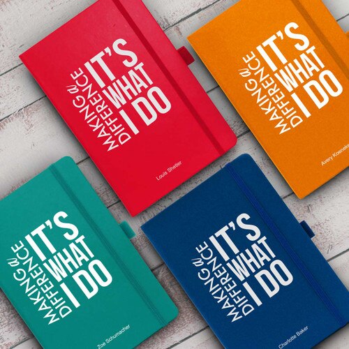 multiple colors of making a difference journals with personalization