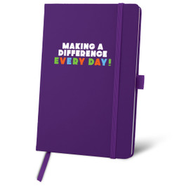 purple journal with making a difference message