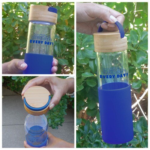 reusable water bottle with making a difference message