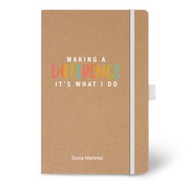 Eco-Friendly Hardbound Journal Featuring the Inspirational Message Making A Difference It's What I Do. 3 colors to choose from.