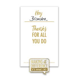 making a difference lapel pin with personalized message card