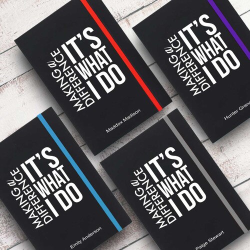 making a difference black journals with multiple accent colors and personalization