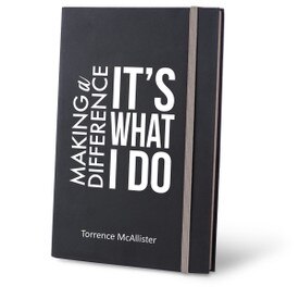 making a difference black journal with gray accents and personalization